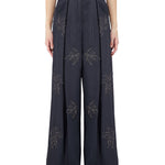 FLARE GESSATO CON RICAMO 