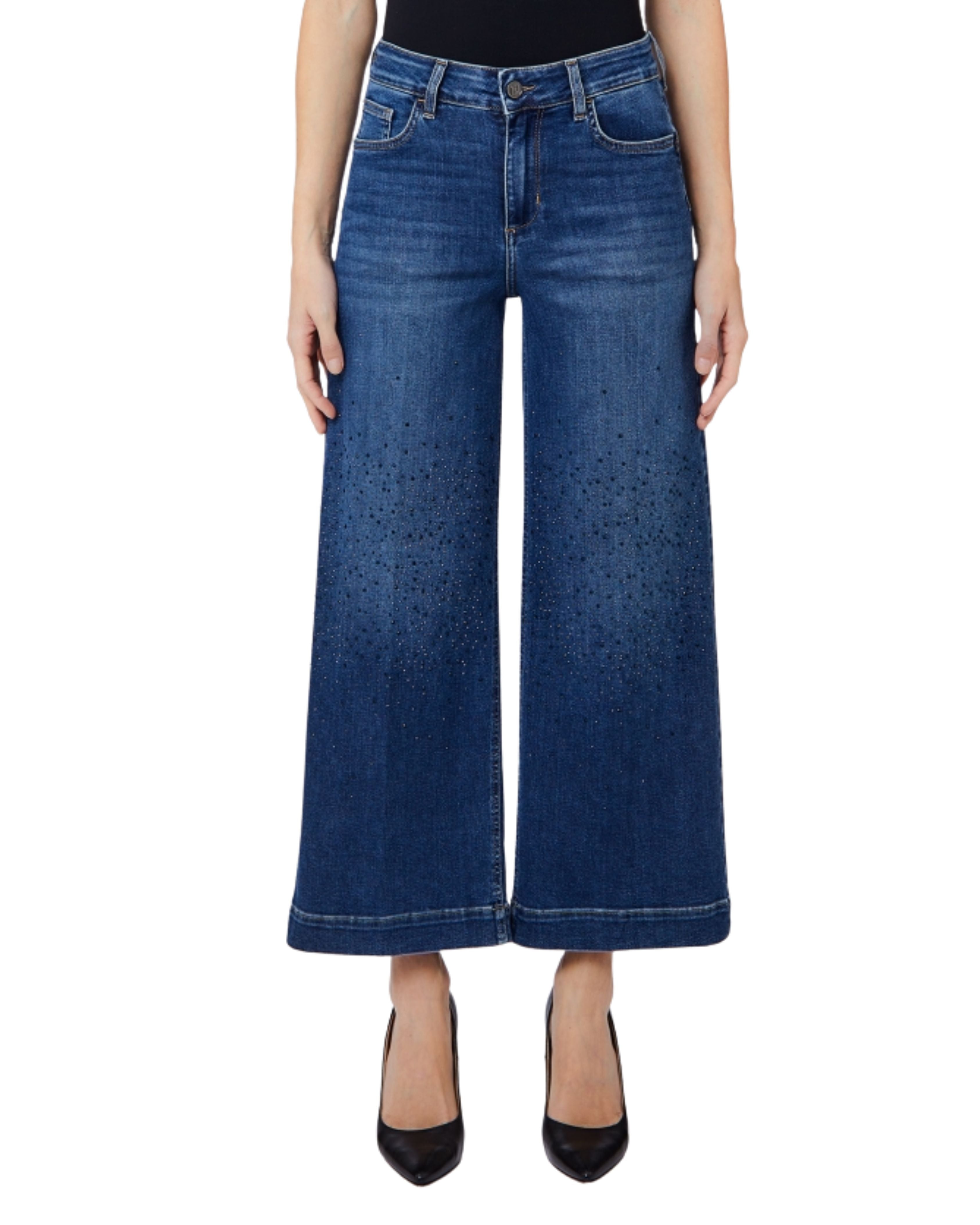 FLARE CROPPED HW CON STRASS CENTRALI 