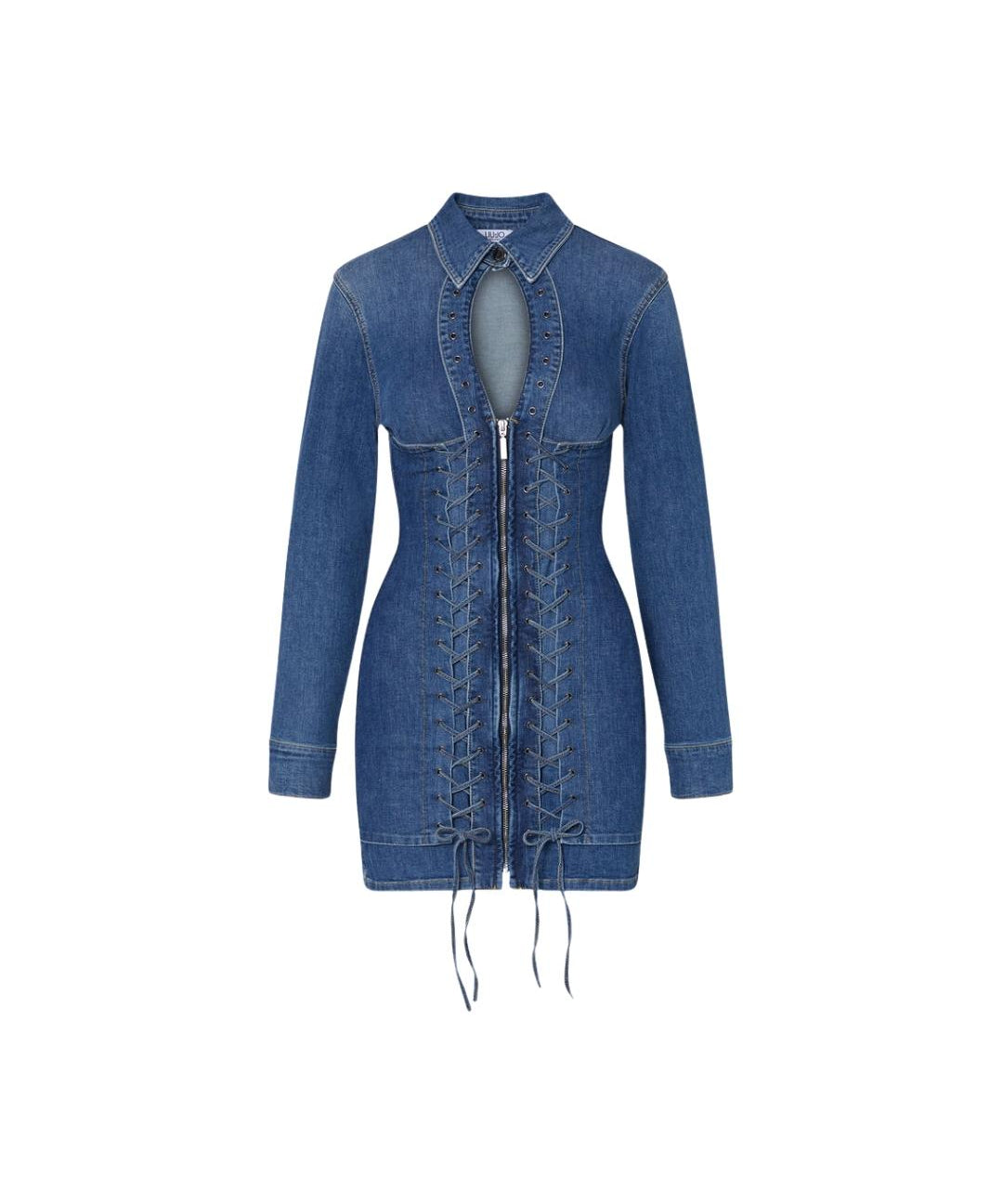 DENIM INTRECCIO SCOLLO GOCCIA ZIP DAVANTI 