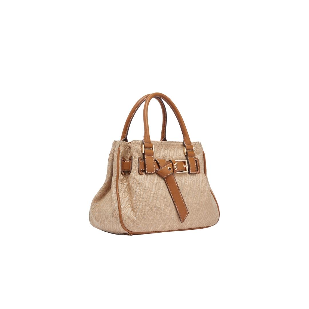 BAULETTO BIMATERIALE JACQUARD CON FIBBIA 
