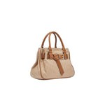 BAULETTO BIMATERIALE JACQUARD CON FIBBIA 