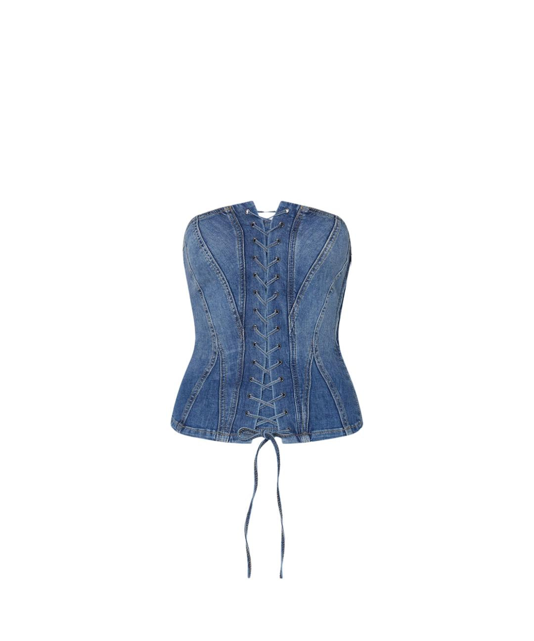 BUSTIER DENIM INTRECCIO CON ZIP LATERALE 