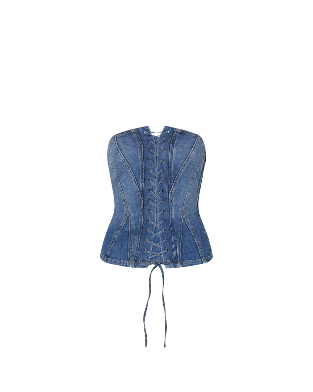BUSTIER DENIM INTRECCIO CON ZIP LATERALE 