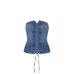 BUSTIER DENIM INTRECCIO CON ZIP LATERALE 