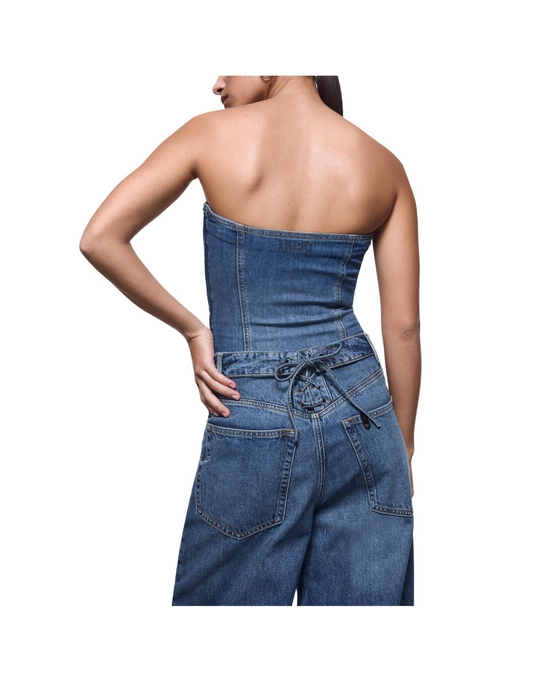 BUSTIER DENIM INTRECCIO CON ZIP LATERALE 