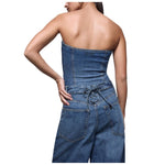 BUSTIER DENIM INTRECCIO CON ZIP LATERALE 