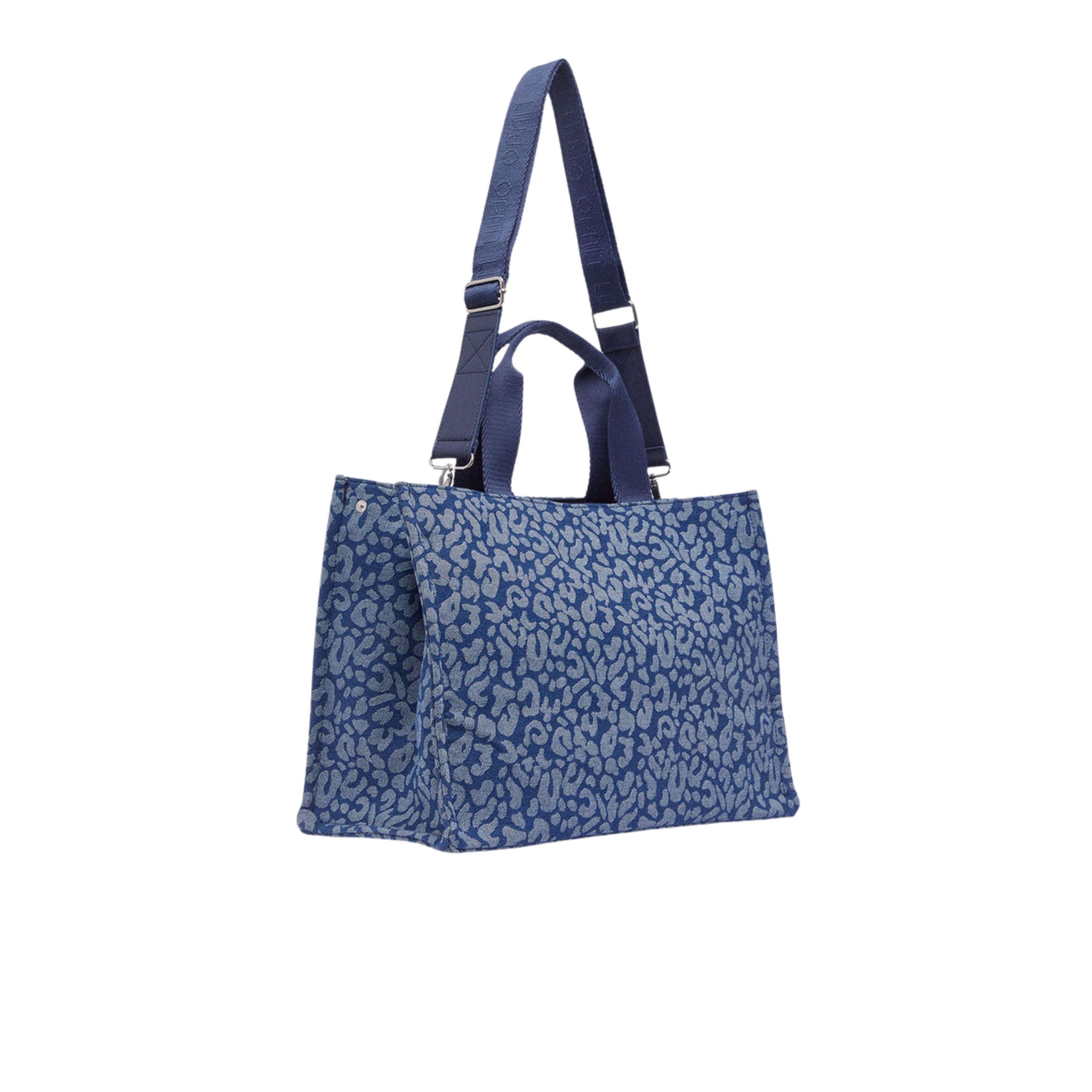 SHOPPING DENIM ANIMALIER LOGO STRASS<BR/> 