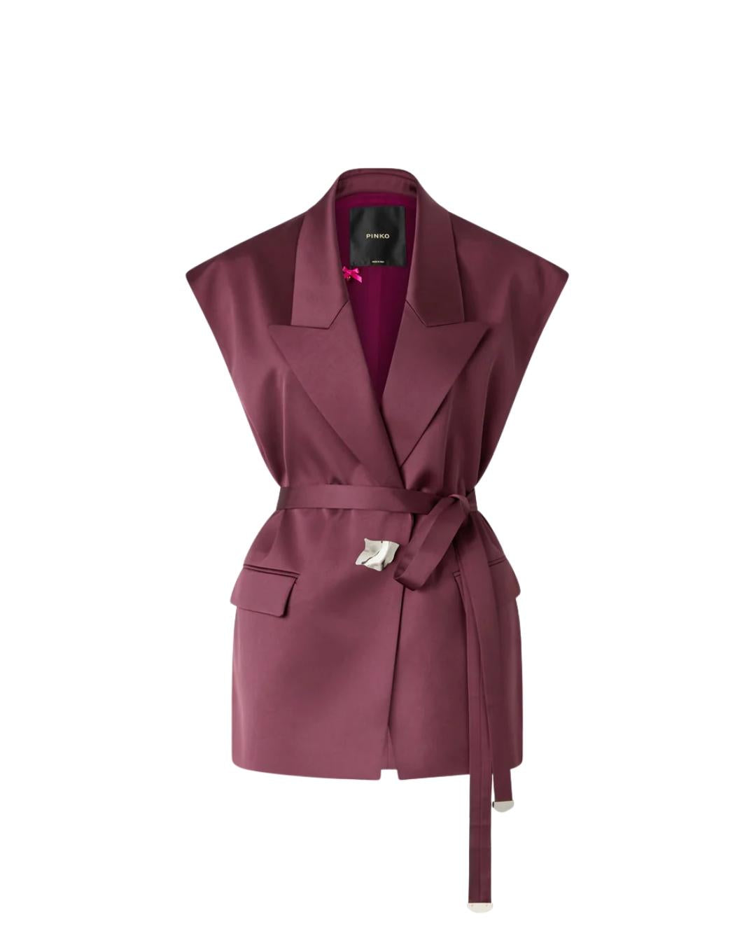 GILET SATIN CON CINTURA 