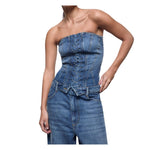 BUSTIER DENIM INTRECCIO CON ZIP LATERALE 