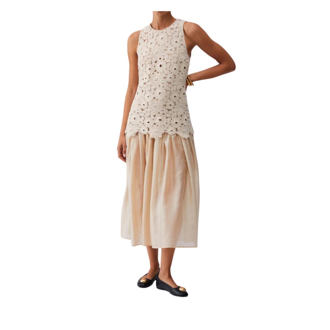 LUNGO BIMATERIALE MUSSOLA + CROCHET 