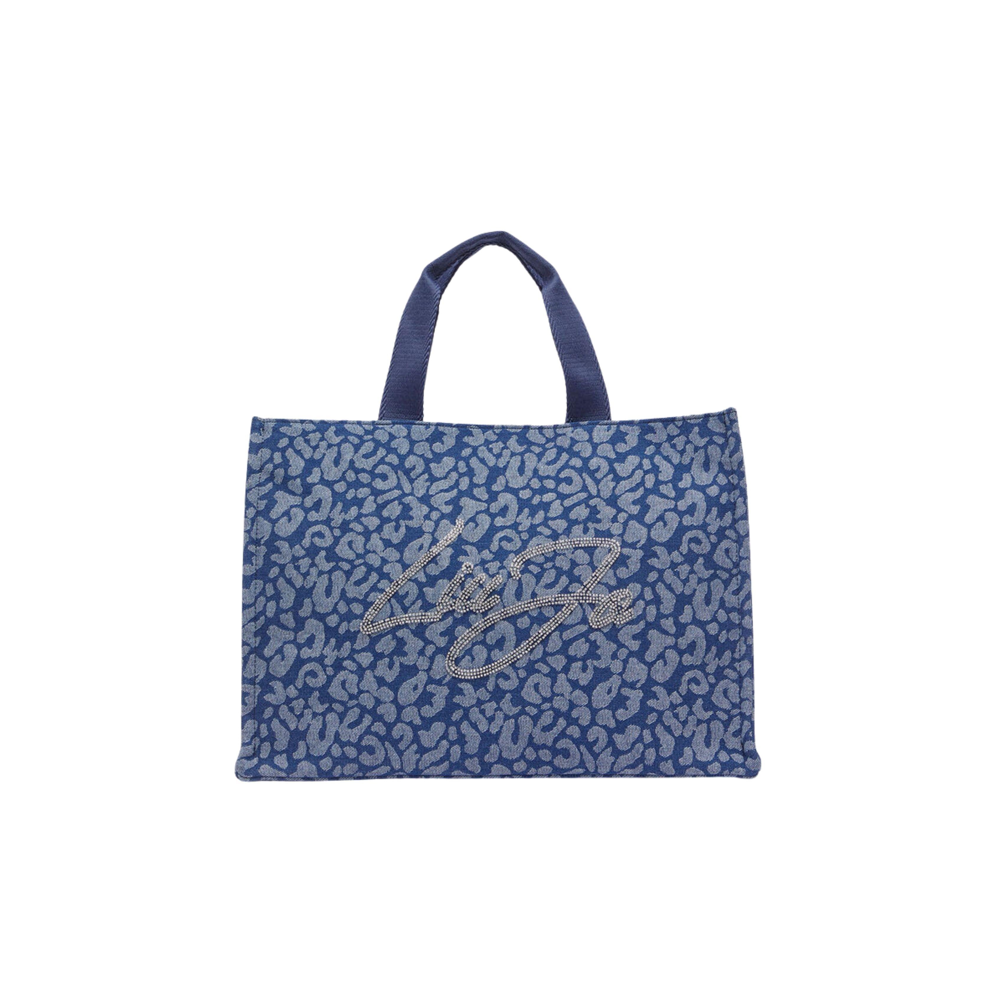SHOPPING DENIM ANIMALIER LOGO STRASS<BR/> 
