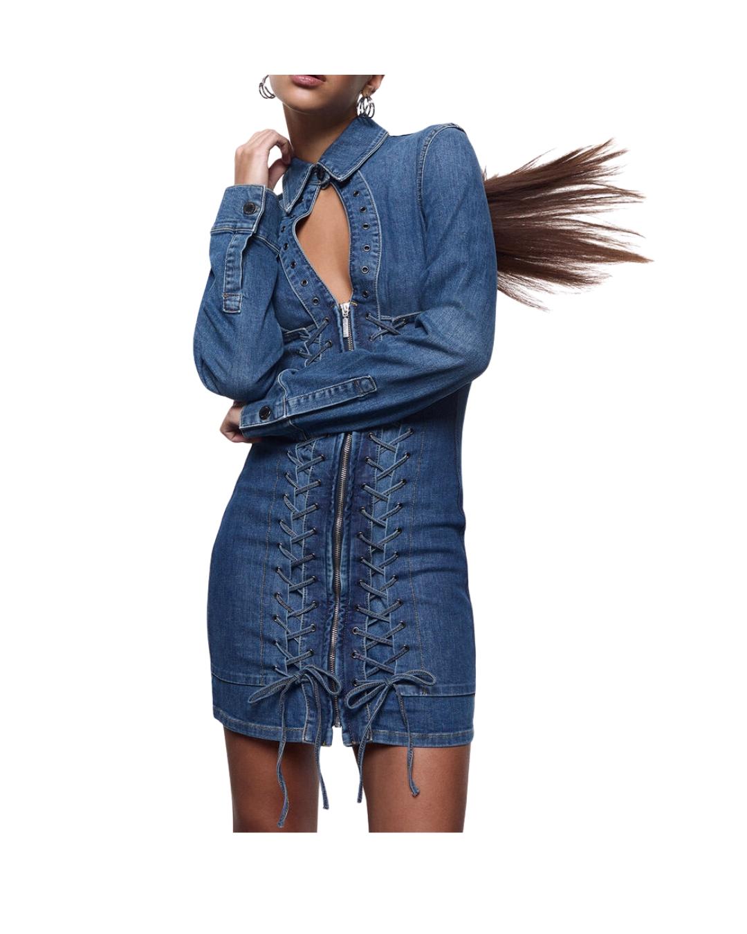 DENIM INTRECCIO SCOLLO GOCCIA ZIP DAVANTI 